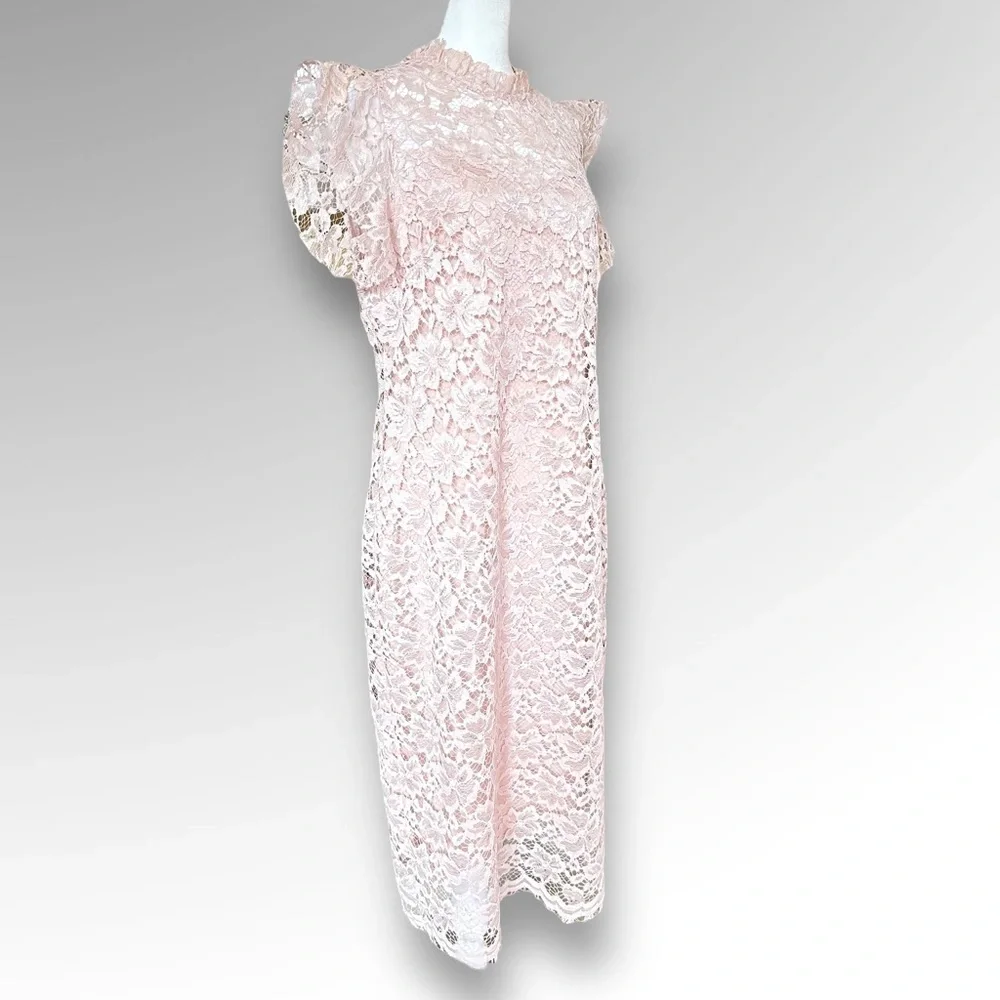 Enfocus Studio Pink Lace Sleeveless Midi Dress Size 12